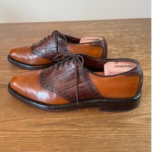Allen Edmonds Vintage Polo Saddle Shoes in Tan and Brown, size 9.5D